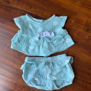 Aqua bloomers & top baby girl set
